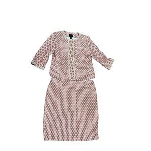 Doncaster skirt suit 2pc set red cream 14